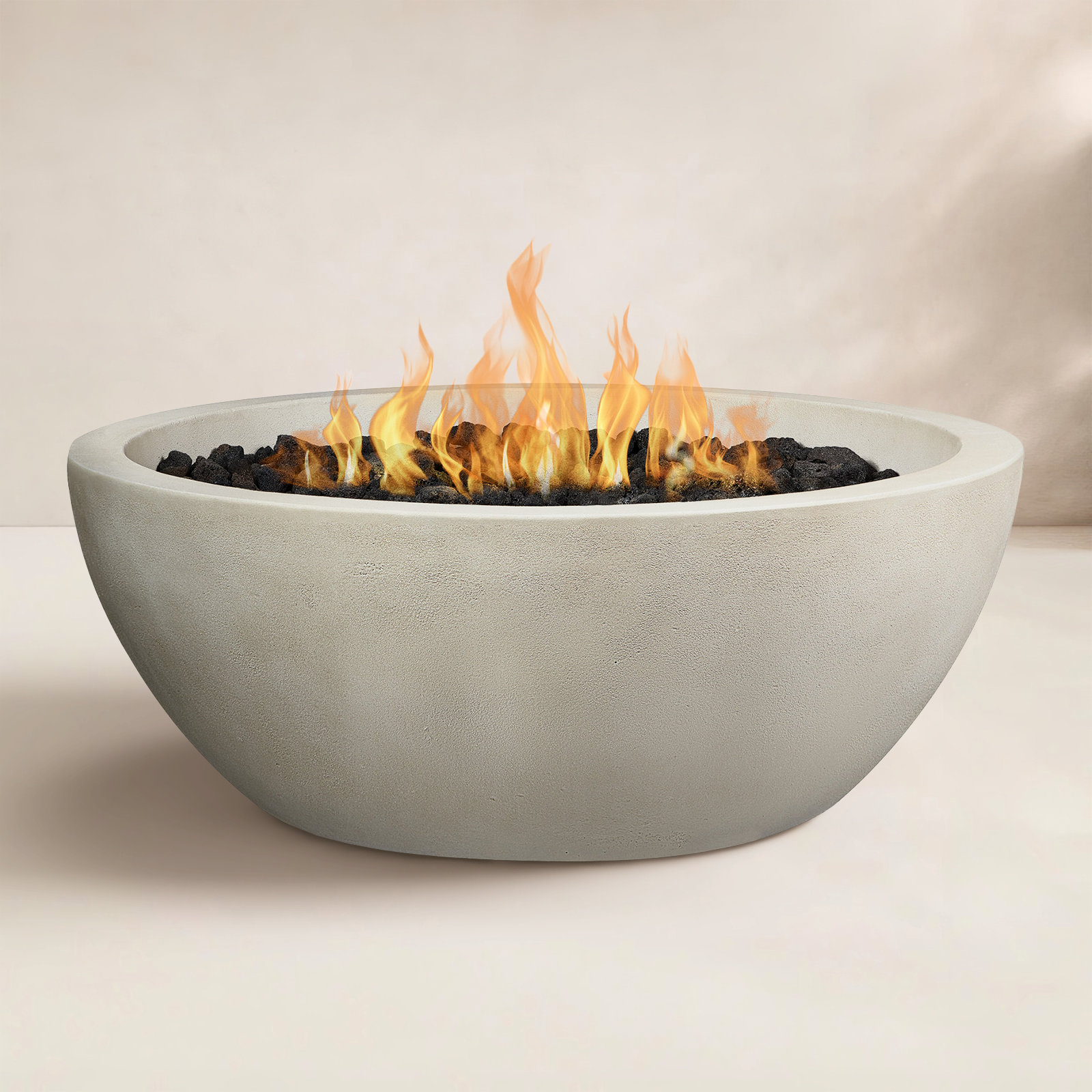 Eldora Round Fire Pit, Fog, Natural Gas, 16" H x 42" W x 42" D