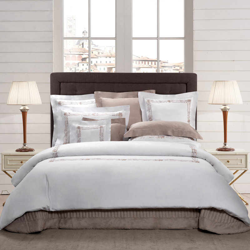 Graffiti Embroidery By DEA Sateen Sham, Boudoir Sham, White/Terracotta