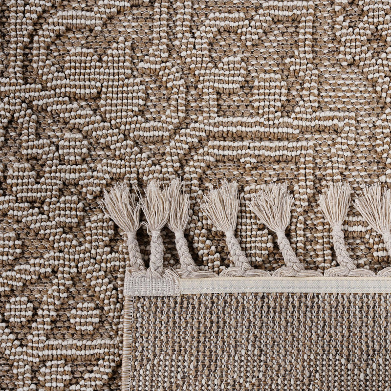 Tapis intérieur 8 x 8 po Beige Medallion, Rectangle 7 pi 11 po x 10 pi 2 po
