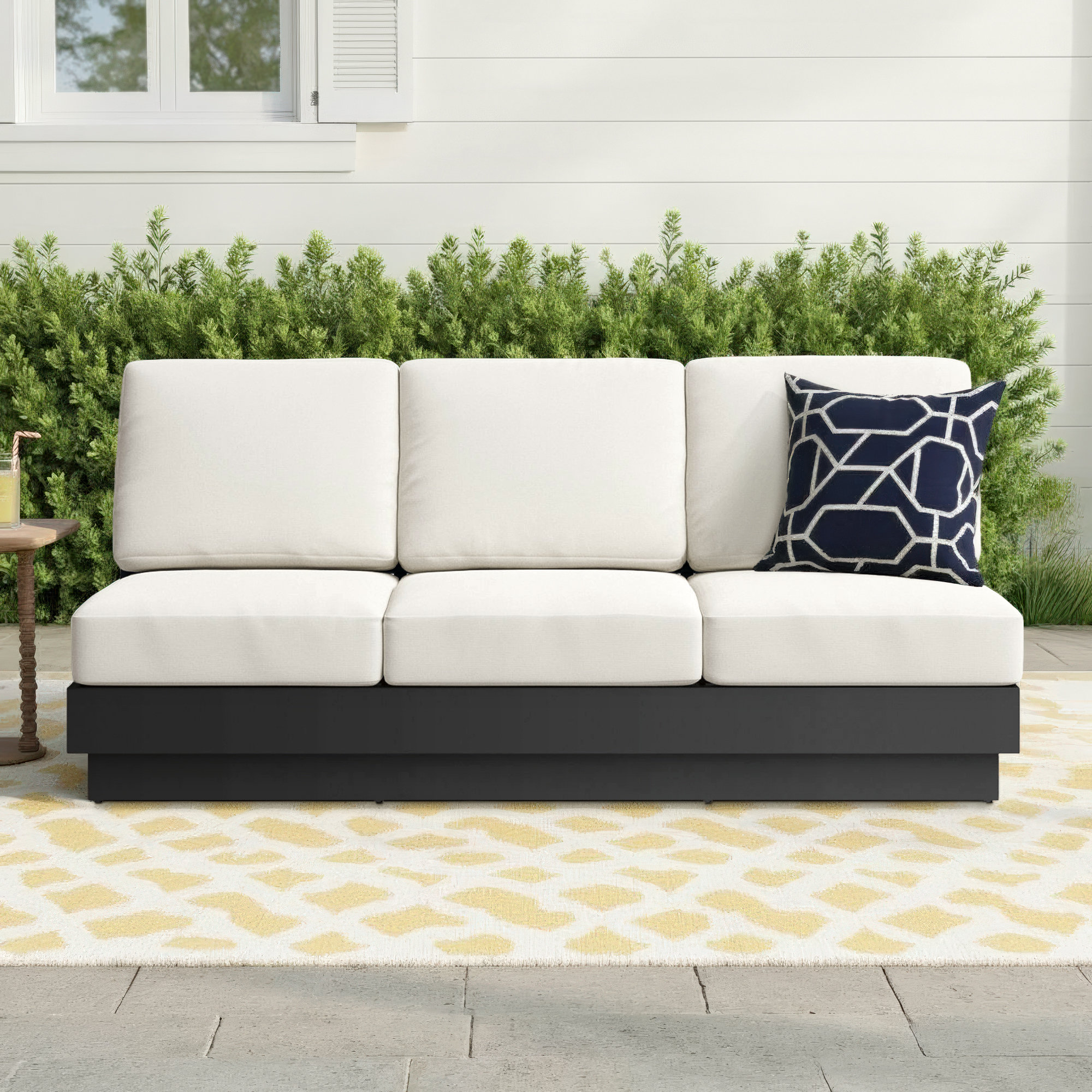 Lucca Metal Outdoor Sofa with Sunbrella Cushions