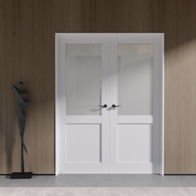 Porte de garde-manger intérieure à demi-verre givré avec ensemble de quincaillerie French Doors