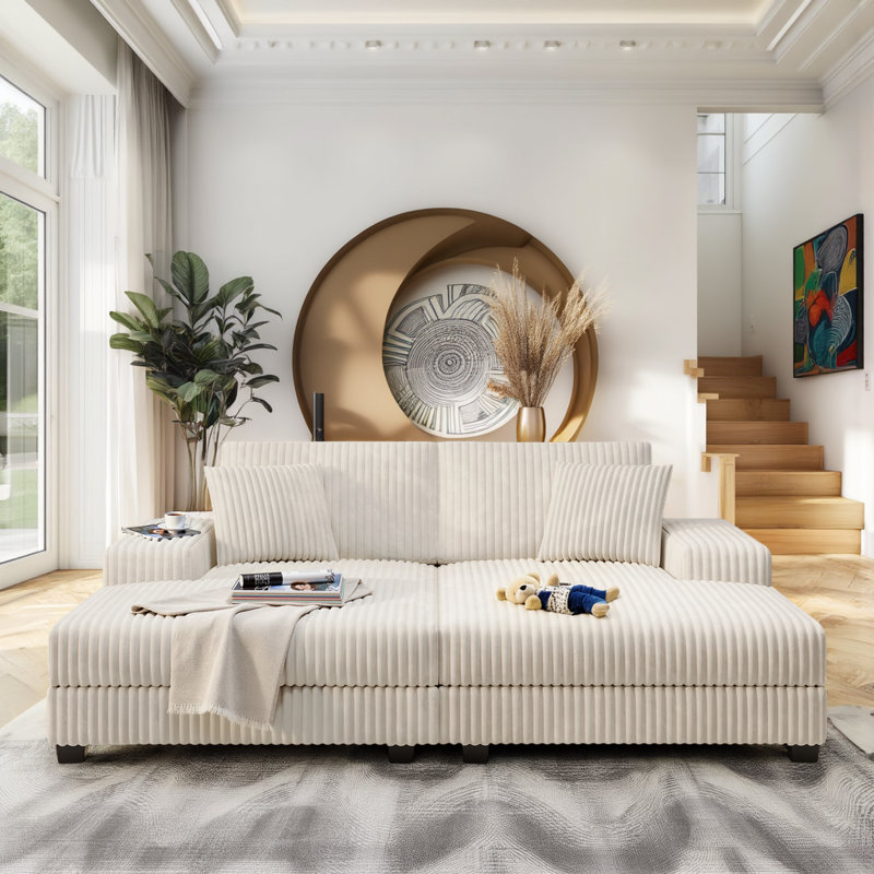 Canapé-lit Corduroy, Beige
