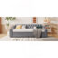 Lit de jour simple rembourré avec accoudoirs de rangement et port USB, gris