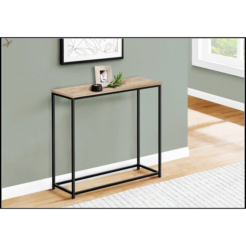 Modern Narrow Console Table For Entryway Or Sofa, Contemporary Design With Durable Metal Base And Smooth Laminate Top, Taupe