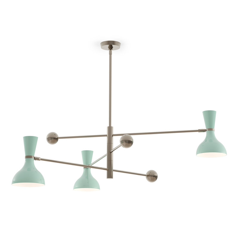 Luminaire suspendu Spoutnik 3 lumières Clare, Menthe, Nickel poli