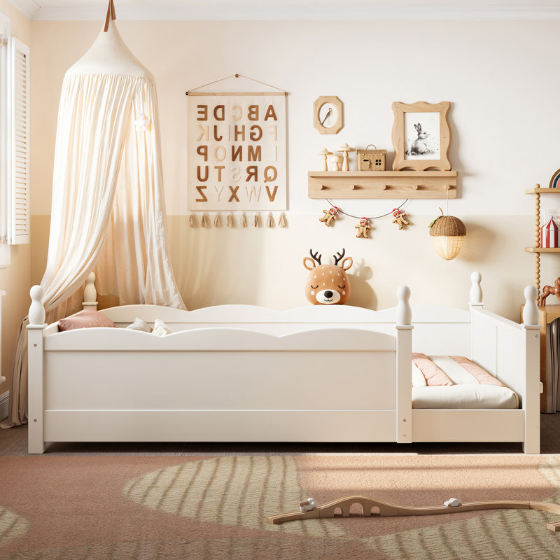Lits sûrs avec rangement, panneau de fibres à densité moyenne, style Montessori pour enfants