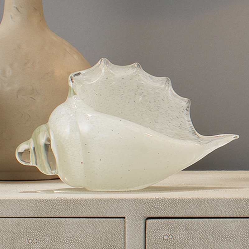 Triton Shell in Steel Blown Glass, White