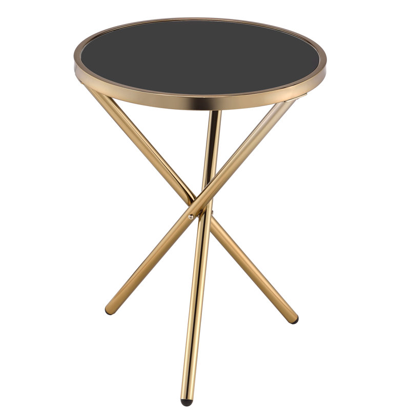 Compton Martin Glass Top End Table, Champagne, Black Glass