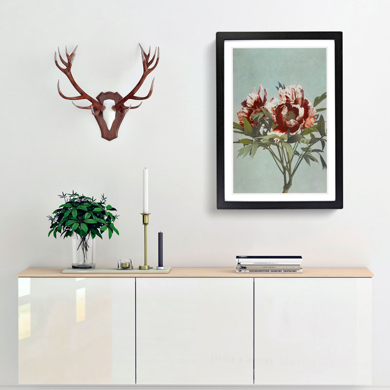 Tree Peony by Kazumasa Ogawa - Picture Frame Painting Print, Black Framed, 48cm H x 36cm W x 2cm D