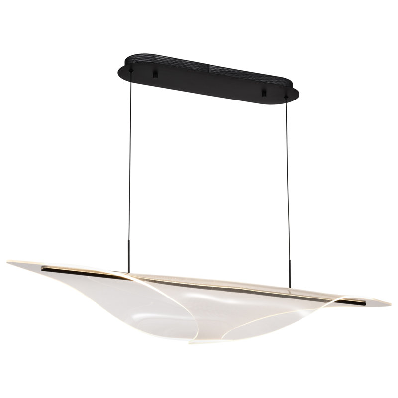Adrey - 46 Inch LED Island Pendant - Matte Black - Silk Screened Acrylic Lens