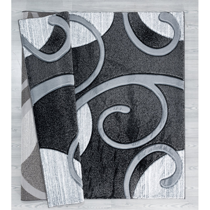 Tapis cachemire gris Zabala, Rectangle 2 pi 7 po x 4 pi 2 po