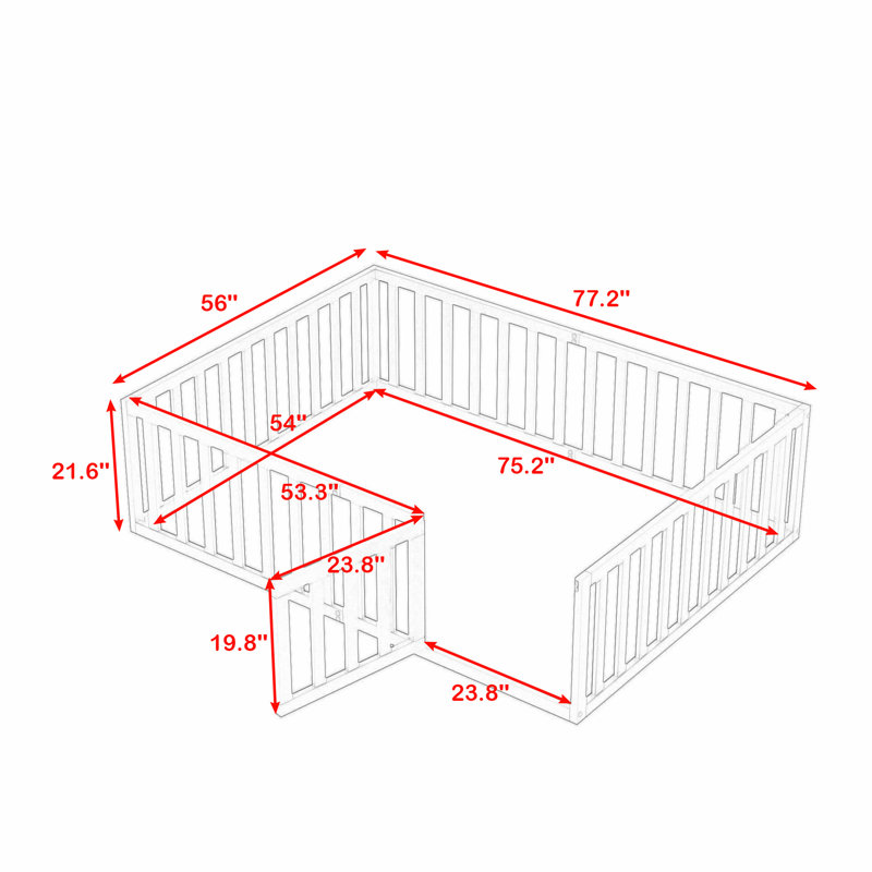 Guerriero Wooden Daybed Frame with Fence, Full / Double, Natural