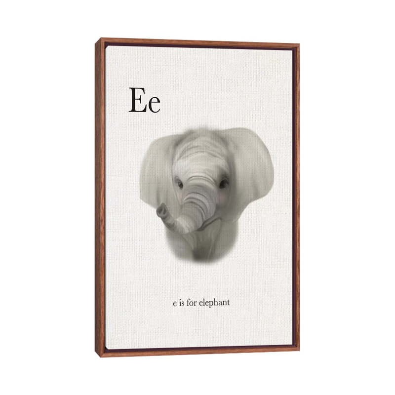 Décoration murale pour enfants «E Is For Elephant», H 40 po x l 26 po x P 1,5 po, Toile classique avec cadre brun