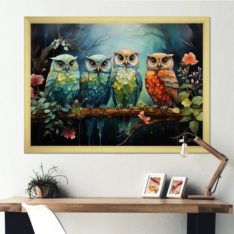 Native Art Guardians Of Forest, reproduction d'art sur toile, H 16 po x l 32 po x P 1 po, Cadre doré à une seule photo
