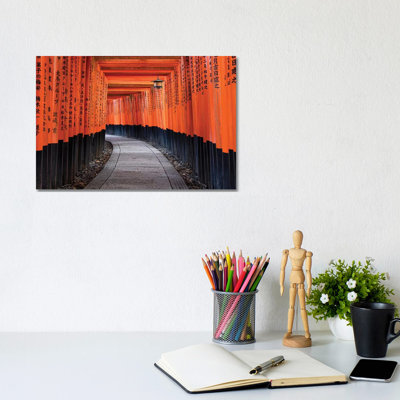Red Torii Gates Of The Fushimi Inari Shrine In Kyoto, Japan by Jan Becke - Wrapped Canvas Gallery-Wrapped Canvas Giclée