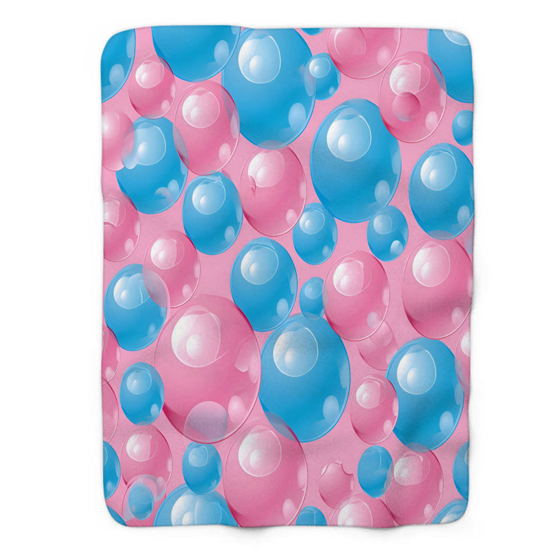 Jeté Bubblegum Bliss - 1 pièce Sherpa Premium, Grand lit