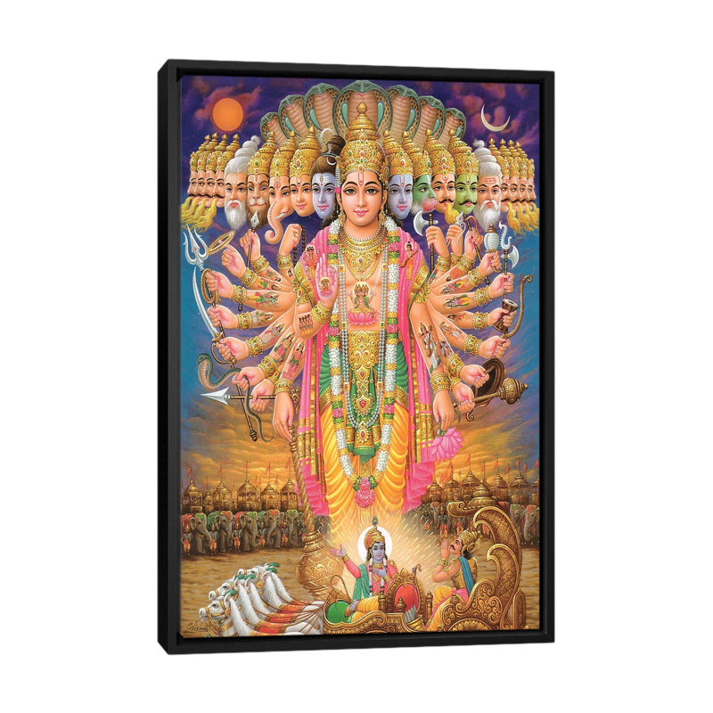 «Hindu God Vishnu As Virat Swaroop», reproduction sur toile tendue, H 26 po x l 18 po x P 1,5 po, Toile avec cadre noir