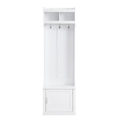 Minimalist Slim Hall Tree With Cabinet &  Hanging Hooks, Multi-Functional Storage Bench With Coat Rack, Elegant Foyer Cabinet  Hallway, Living Room,