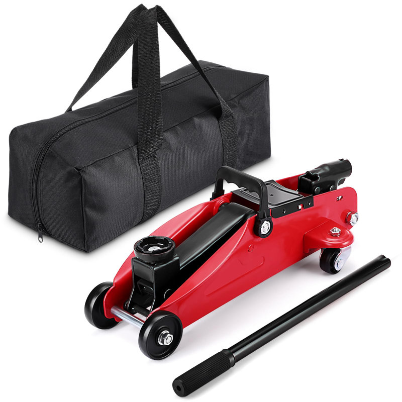 Cric de plancher hydraulique 2 tonnes - profil bas, acier robuste, pompe à levage rapide, autonomie de 3,35 po à 13 po, lève-personne portatif pour le garage et la maison - rouge
