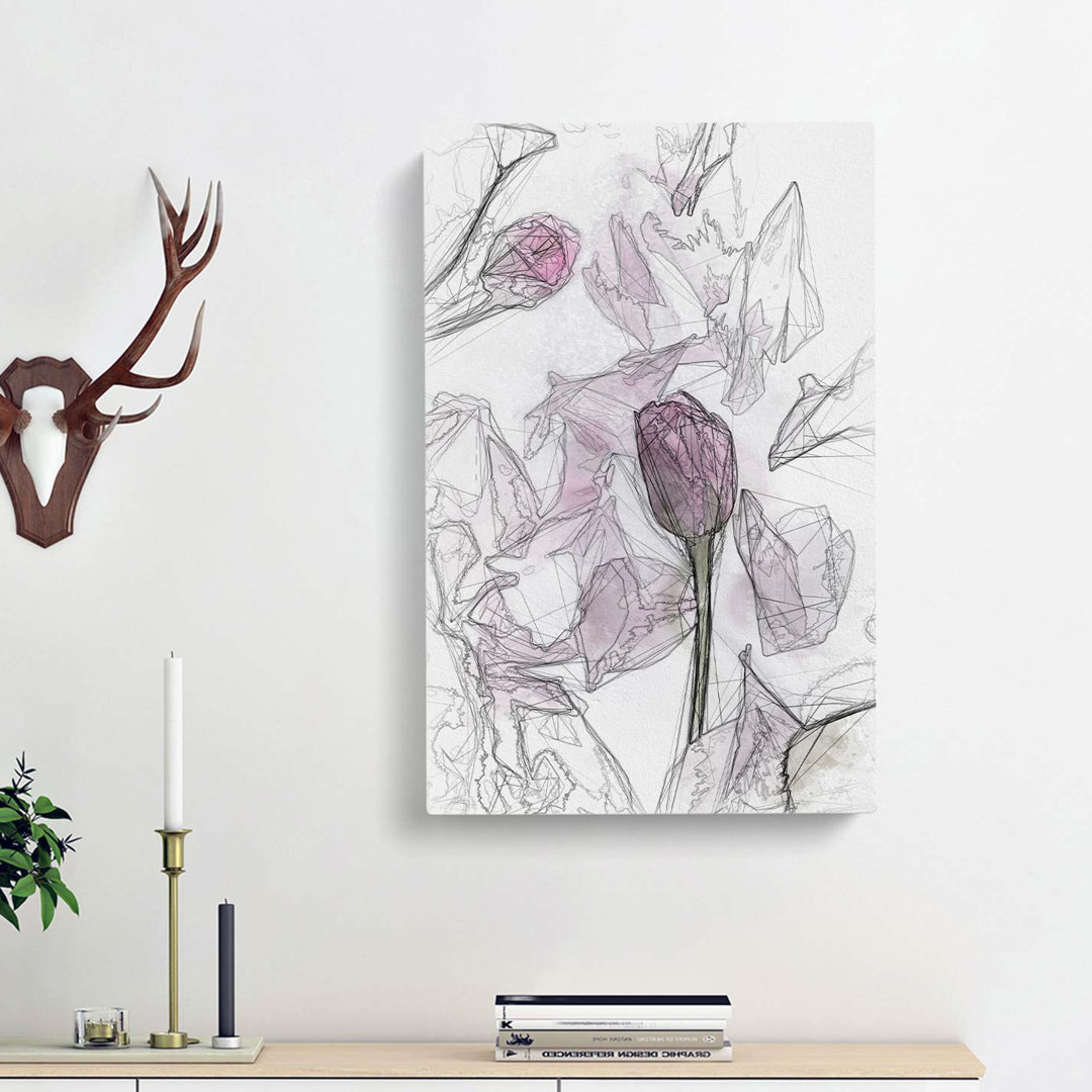 Fallen Pink Petals in Abstract - Wrapped Canvas