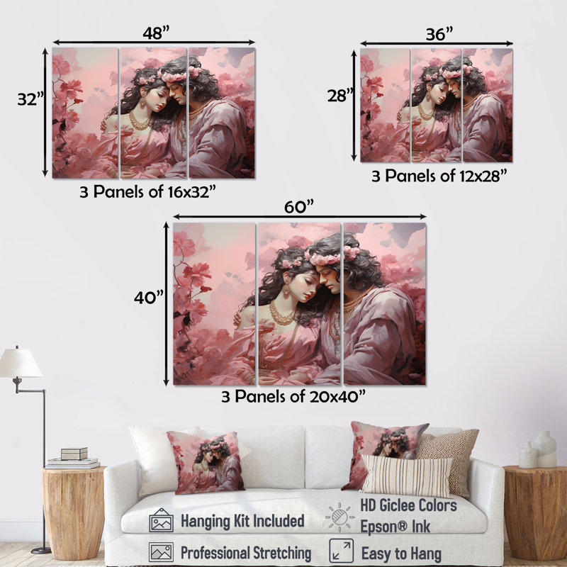 «Hinduism Radhas Flower Goddess Of Love», ensemble d'art mural sur toile, H 40 po x l 60 po