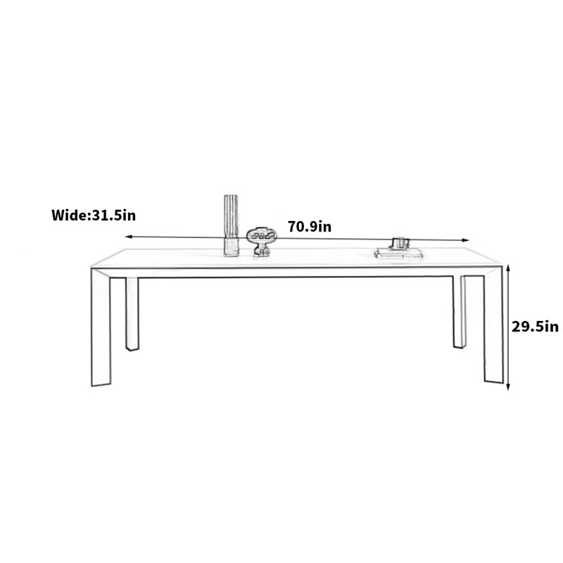 Shanasia La table Rock est une table de salle à manger simple, H 29,5 po x L 70,9 po x l 31,5 po