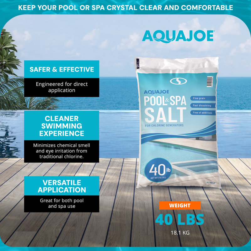 Aqua Joe 2 Pack 40 Lb Fast Dissolving Pool Spa Salt Chlorine Generators, AJ-PS40