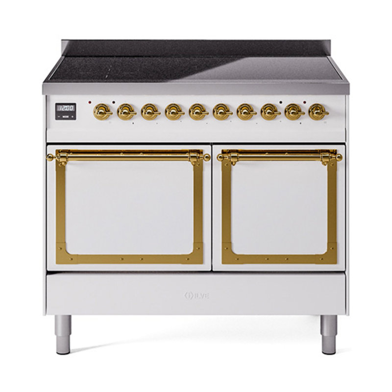 ILVE Nostalgie II Noblesse 40 in Induction Range, White/Brass