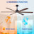 70" Ceiling Fan with Lights Quiet DC Motor  Ceiling Fans 6 Speed Levels,6 PCS Plywood Blades ,Reversible Ceiling Fan, for Living Room, Bedroom--Matte Black + Red walnut-2036561653