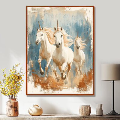 Trio de licornes au galop - Affiche encadrée de licornes