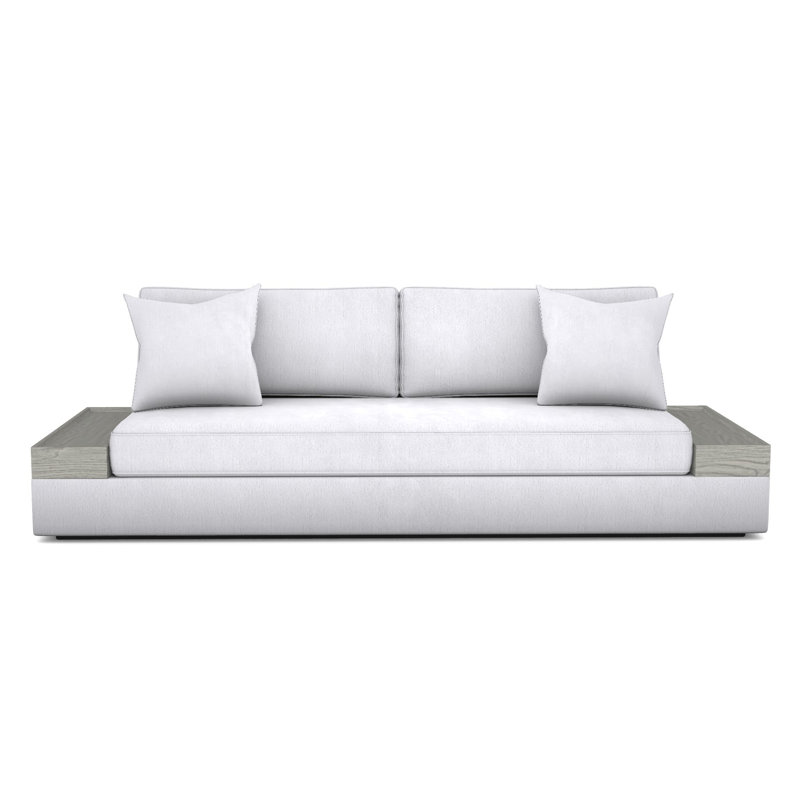 Embrace Wood Tray Arm Sofa, Navada Snow, Dove Gray