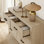 Commode 6 tiroirs pour la chambre à coucher, commode double en bois de 53 po de large avec grands tiroirs, commode rustique de style campagnard, rangement en chêne pour le salon,