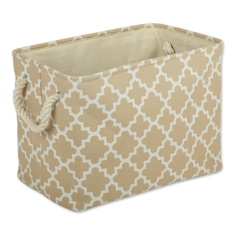Red Barrel Studio Fabric Decorative Bin, 15" H x 12" W x 17.5" D, Vintage Linen
