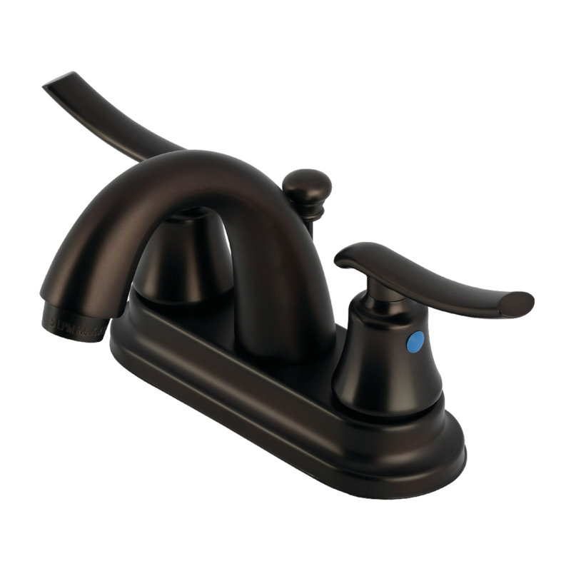 Kingston Brass Jamestown Two-Handle 3-Hole Deck Mount 4" Centerset Bathroom Faucet with Plastic Pop-Up, Oil Rubbed Bronze