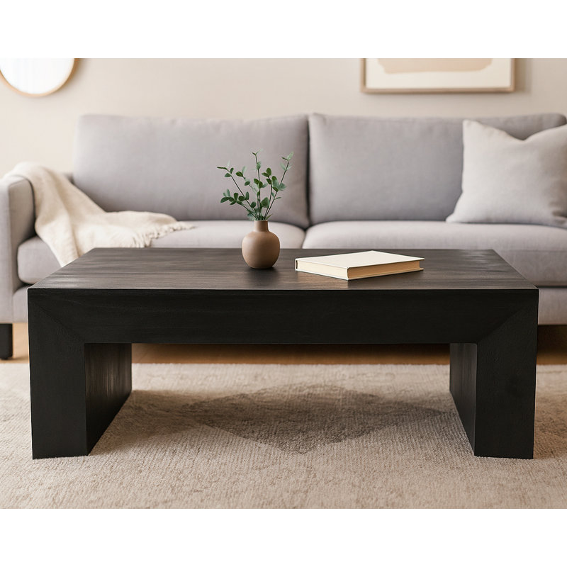 Wentworth Cocktail Table In Modern Charcoal Grey Finish On Mango Solid Wood