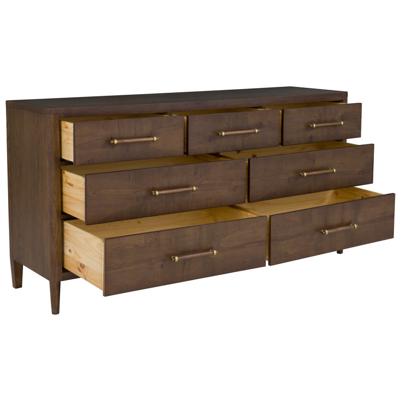 Maxwell 7 - Drawer Solid Wood Dresser, Caramel