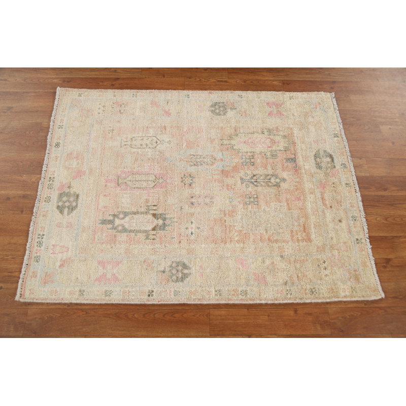 Tapis turc Oushak à teinture végétale noué à la main 3 x 4