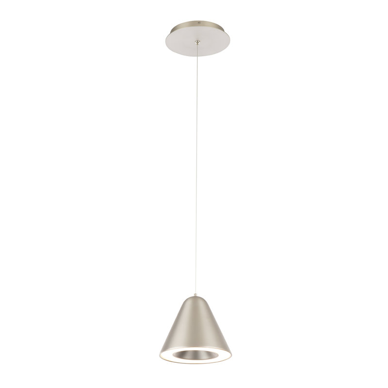 Luminaire suspendu conique à 1 lumière DEL Sariyah, température de couleur 3000K , Nickel satiné, Non