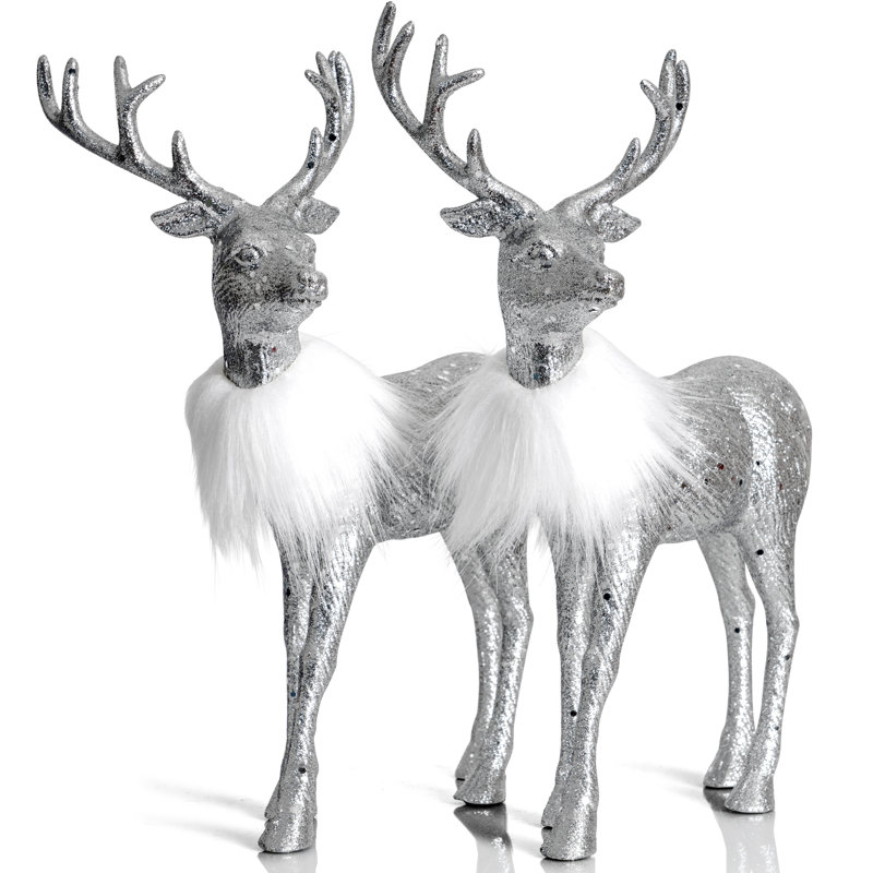 Renne de Noël argenté scintillant, Argent