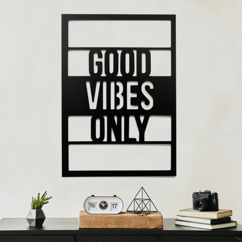 Art mural en métal Good Vibes Only, Argent
