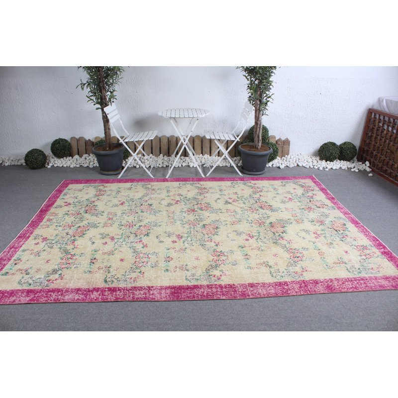 Grand tapis turc Oushak rétro parfait pour le salon et la cuisine dans une teinte verte invitante