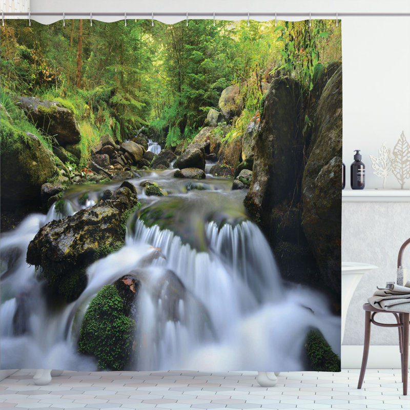 Shower Curtain with Hooks Included, 70" H x 69" W