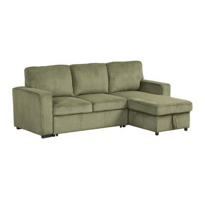 92.6" W Contemporary Sectional, Green
