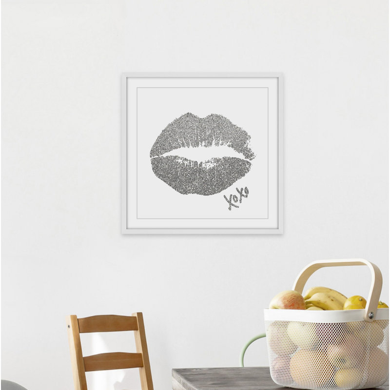 «XOXO II», reproduction d'art encadrée, H 12 po x l 12 po