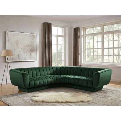Minimore Modern Style 133'' W Charlotte 4Seater Chesterfield Lshape Sofa