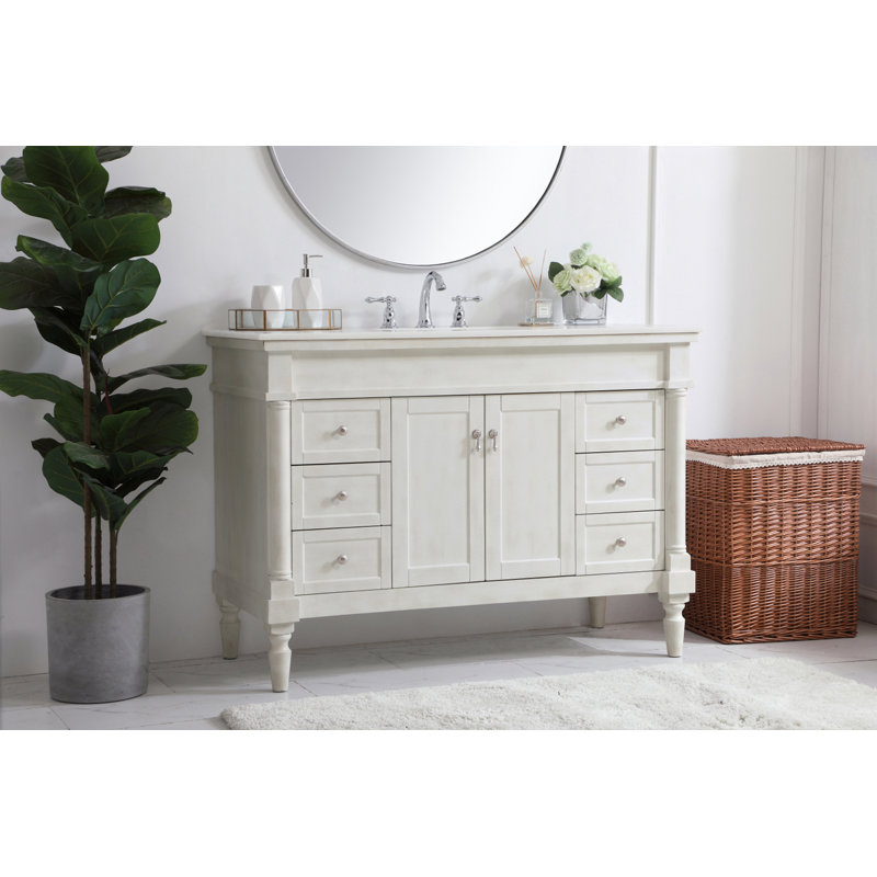 Ensemble de meuble-lavabo simple 48 po Lexington, Blanc antique, Blanc ivoire