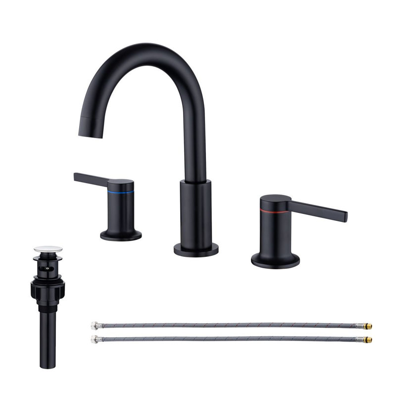 N5401LSJ Widespread 2-handle Bathroom Faucet with Drain Assembly, Matte Black