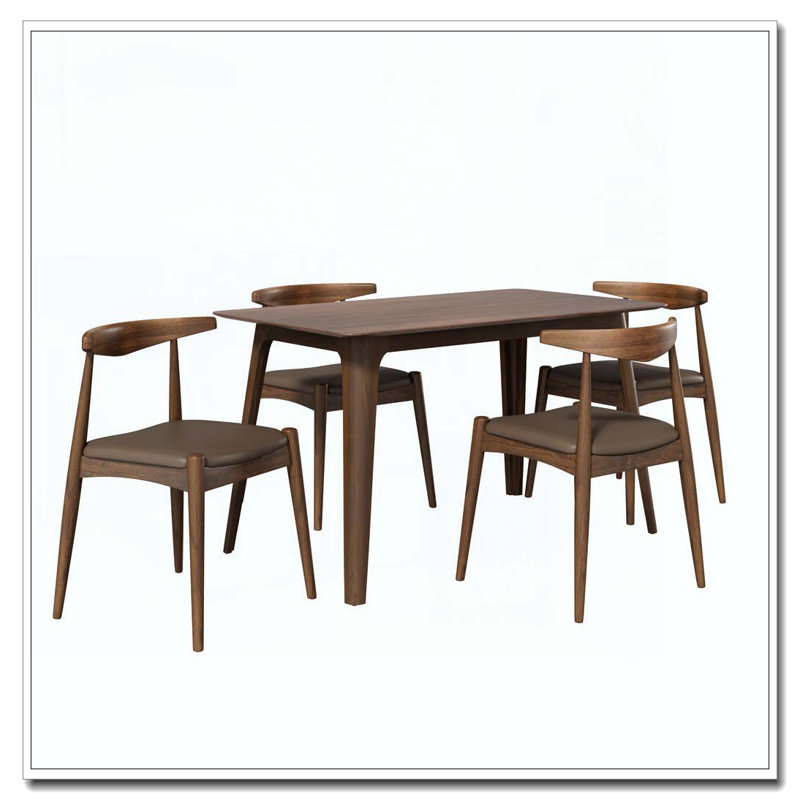 5-Piece Dining Set, Brown,Walnut