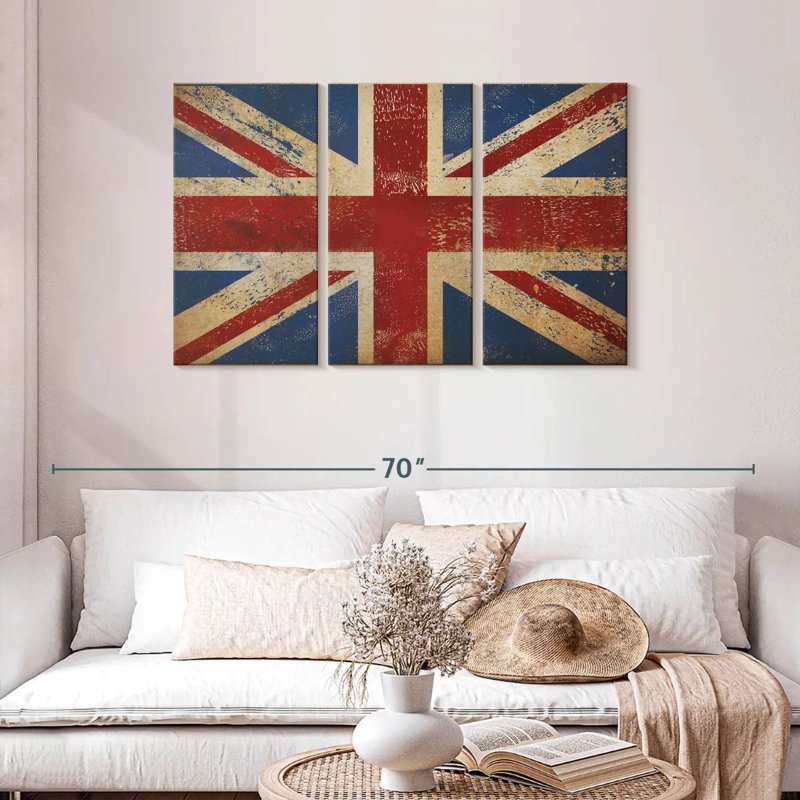 Borges Grunge Union Jack, 28" H x 45" W