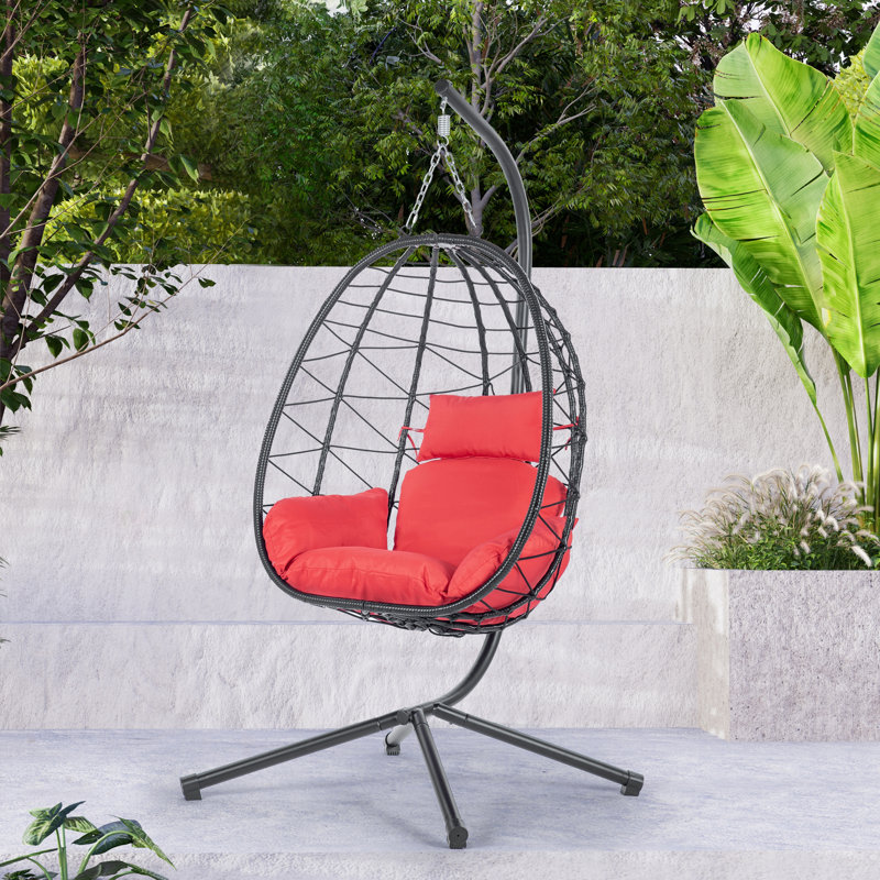Fauteuil à œufs avec support Balancelle d'extérieur pour l'extérieur en osier